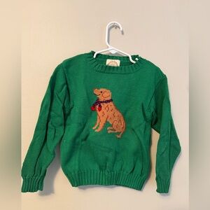 The Beaufort Bonnet Company Green Sweater with Dog Design
